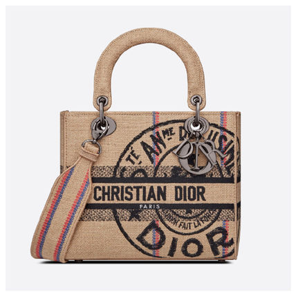 LADY D-LITE ミディアムバッグ Dior Union ジュートキャンバス
