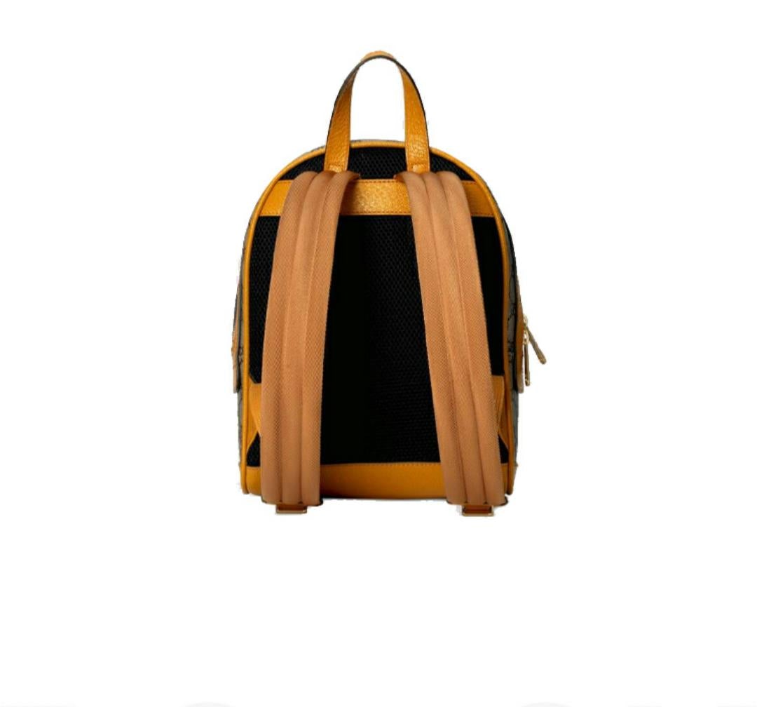 【GUCCI×KAIジョイントモデル】グッチテディベアプリントキャンバス＆レザーバックパックスクールバッグ ベージュ エボニー