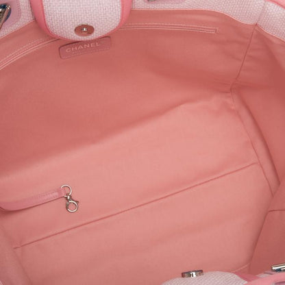 【CHANEL】PINKピンクキャンバスラージドーヴィルショッピングトートバッグ