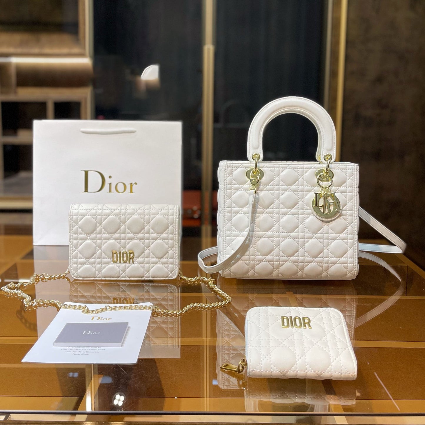 【ディオール国内配送】LADY DIOR マイクロバッグ【最短発送！】3点セット お得