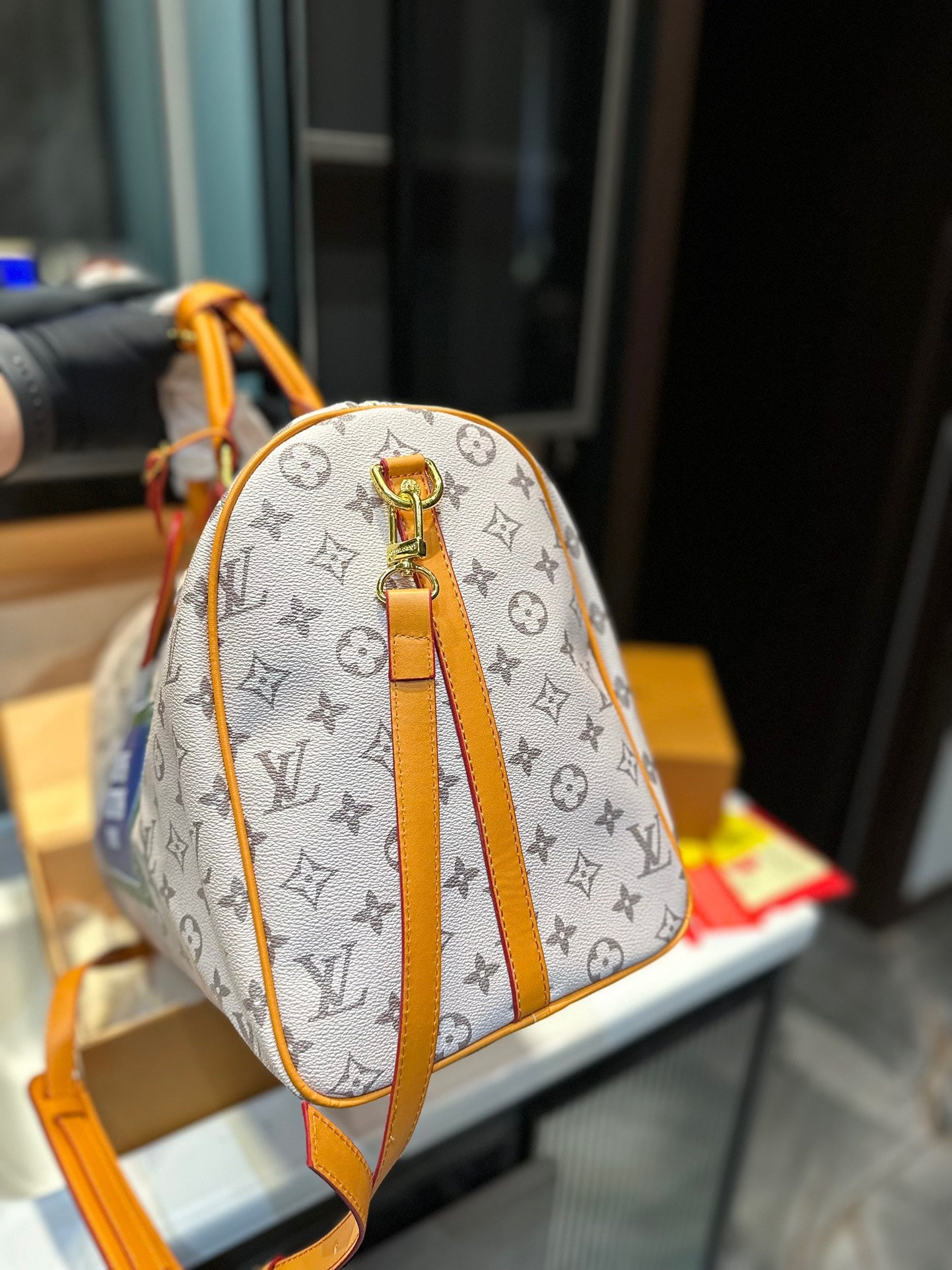 【L&V】23 トラベルバッグ 1854lvバッグ印刷 大容量 45cm*32cm