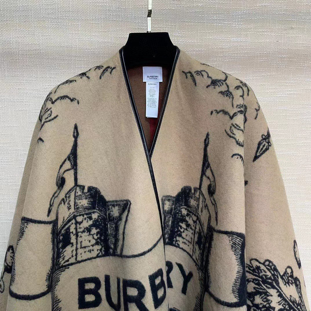 【BURBERRY バーバリー 】バーバリー最新作ナイトウォーホース両面ジャガードショールケープ‼ ️定番中の定番