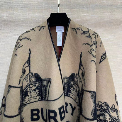 【BURBERRY バーバリー 】バーバリー最新作ナイトウォーホース両面ジャガードショールケープ‼ ️定番中の定番