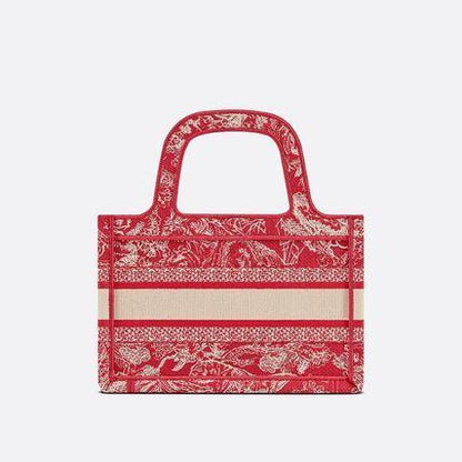 ブックトート バッグ TOILE DE JOUY 刺繍 レッド