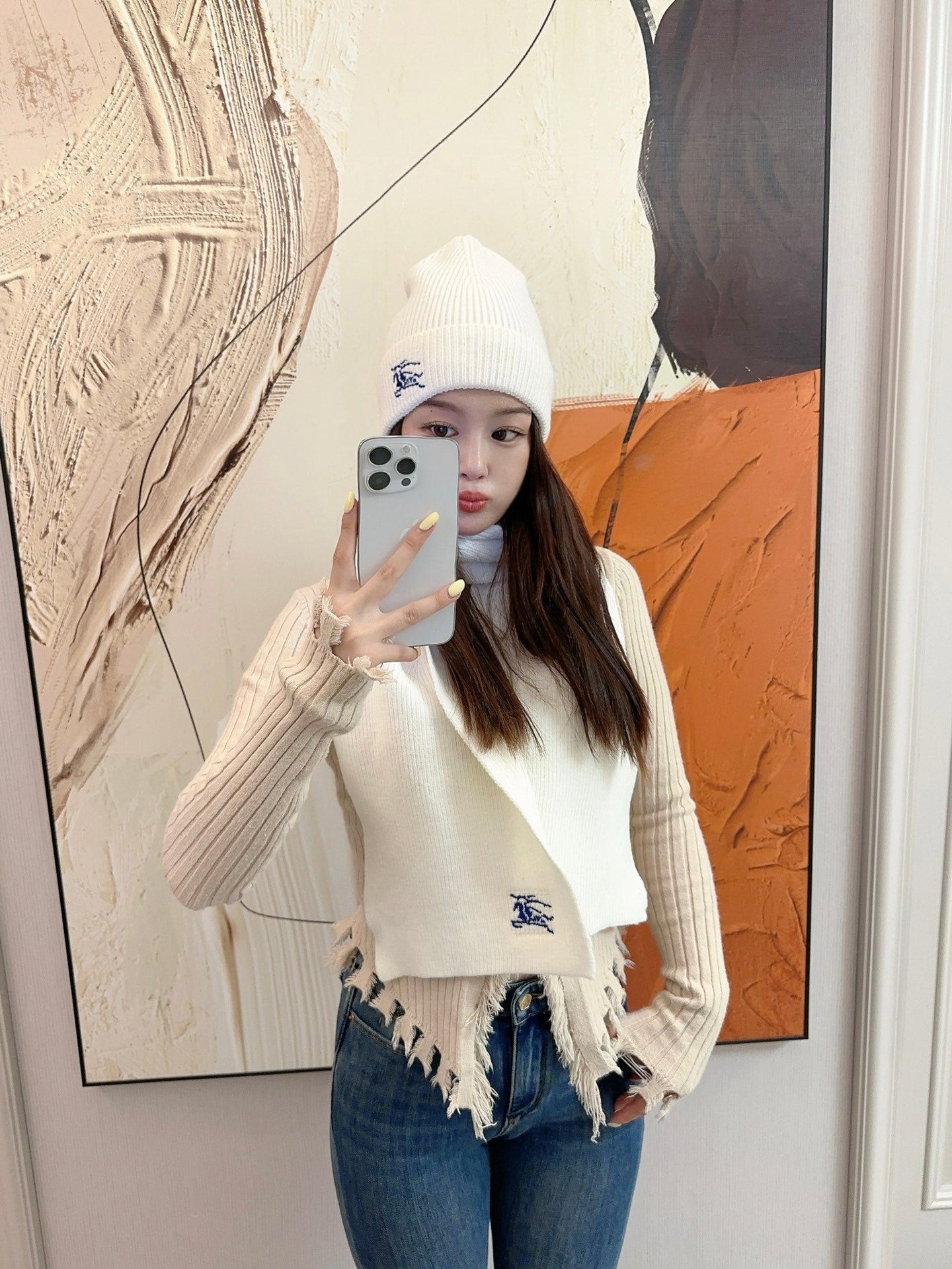 BURBERRY 帽子➕スカーフ！ 70% ウール + 30% ラビットファー ユニセックス、暖かくて快適