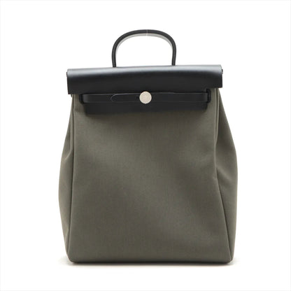 エルメス エールバッグジップPM トワルミリタリー カーキ シルバー金具