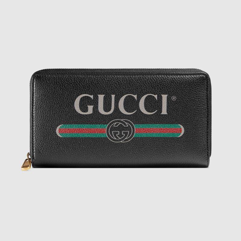 GUCCIグッチ新しいブラックレザーのロゴ印刷大容量マルチカード長財布496319 0GCAT 8163