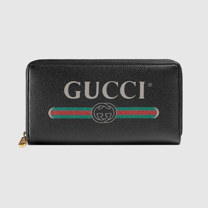 GUCCIグッチ新しいブラックレザーのロゴ印刷大容量マルチカード長財布496319 0GCAT 8163