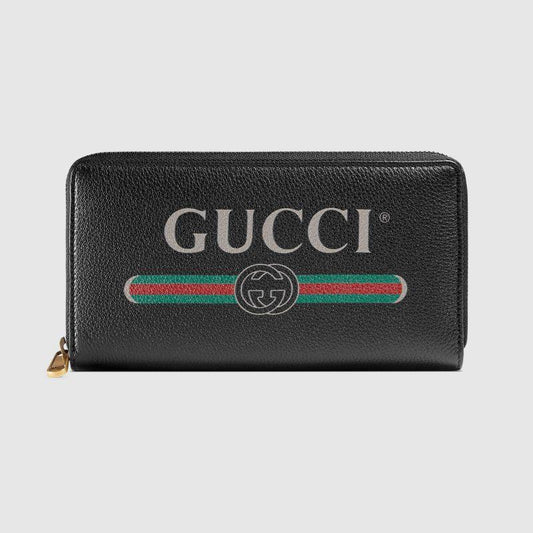 GUCCIグッチ新しいブラックレザーのロゴ印刷大容量マルチカード長財布496319 0GCAT 8163