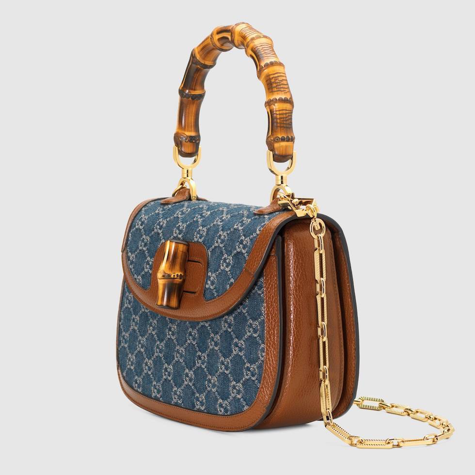 【日本限定】GG バンブー ショルダーバッグ デニム レザー