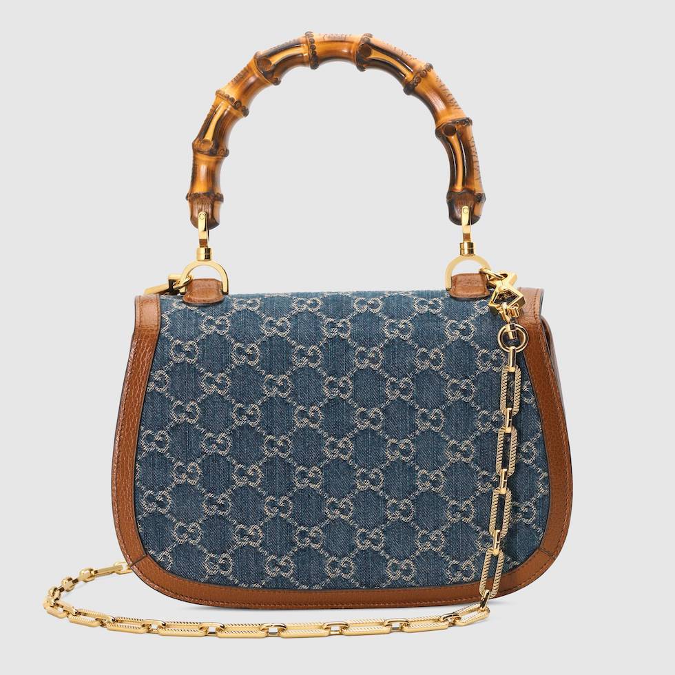 【日本限定】GG バンブー ショルダーバッグ デニム レザー