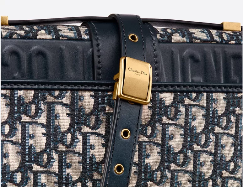 【DIOR】ブルー 30 MONTAIGNE ディオール オブリーク ジャカード キャンバス フラップ チェーンクラッチバッグ