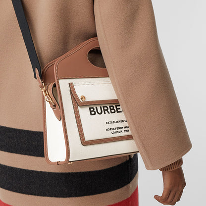 【BURBERRY】キャンバス レザー スモール ポケット トート