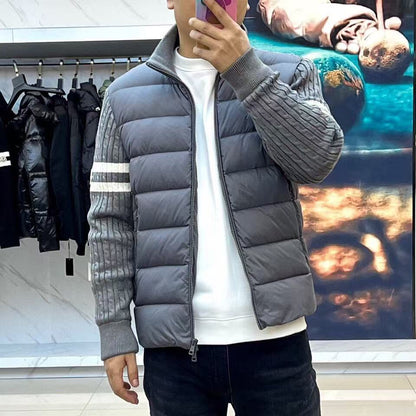 【Moncler】モンクレール 2025 スタンドカラーニットウールパッチワークダウンジャケット