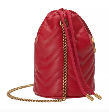 〔GGマーモント〕ミニ バケットバッグ/ホワイト レザー