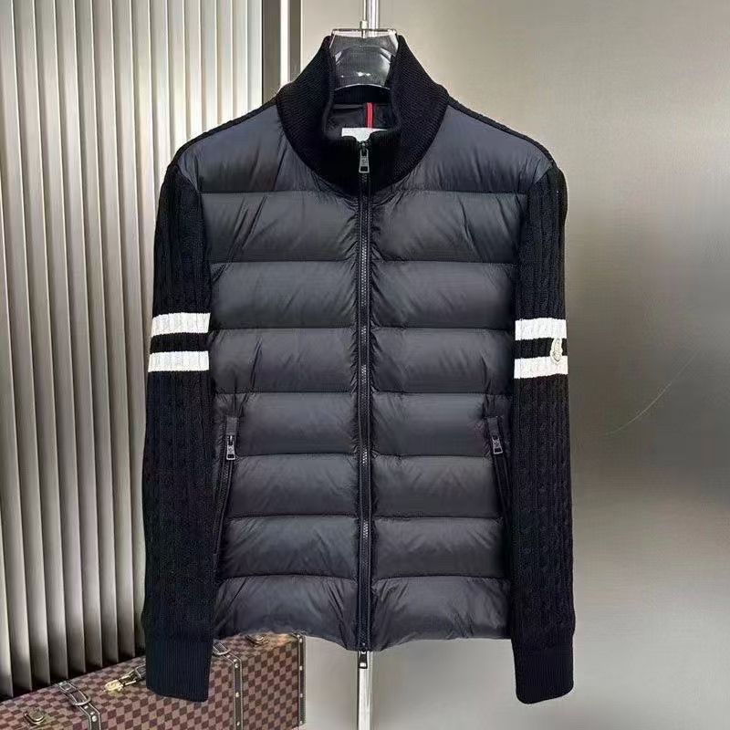 【Moncler】モンクレール 2025 スタンドカラーニットウールパッチワークダウンジャケット