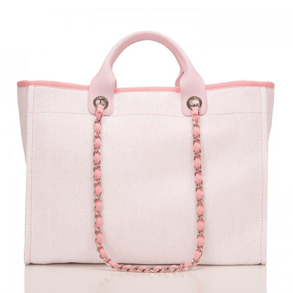 【CHANEL】PINKピンクキャンバスラージドーヴィルショッピングトートバッグ