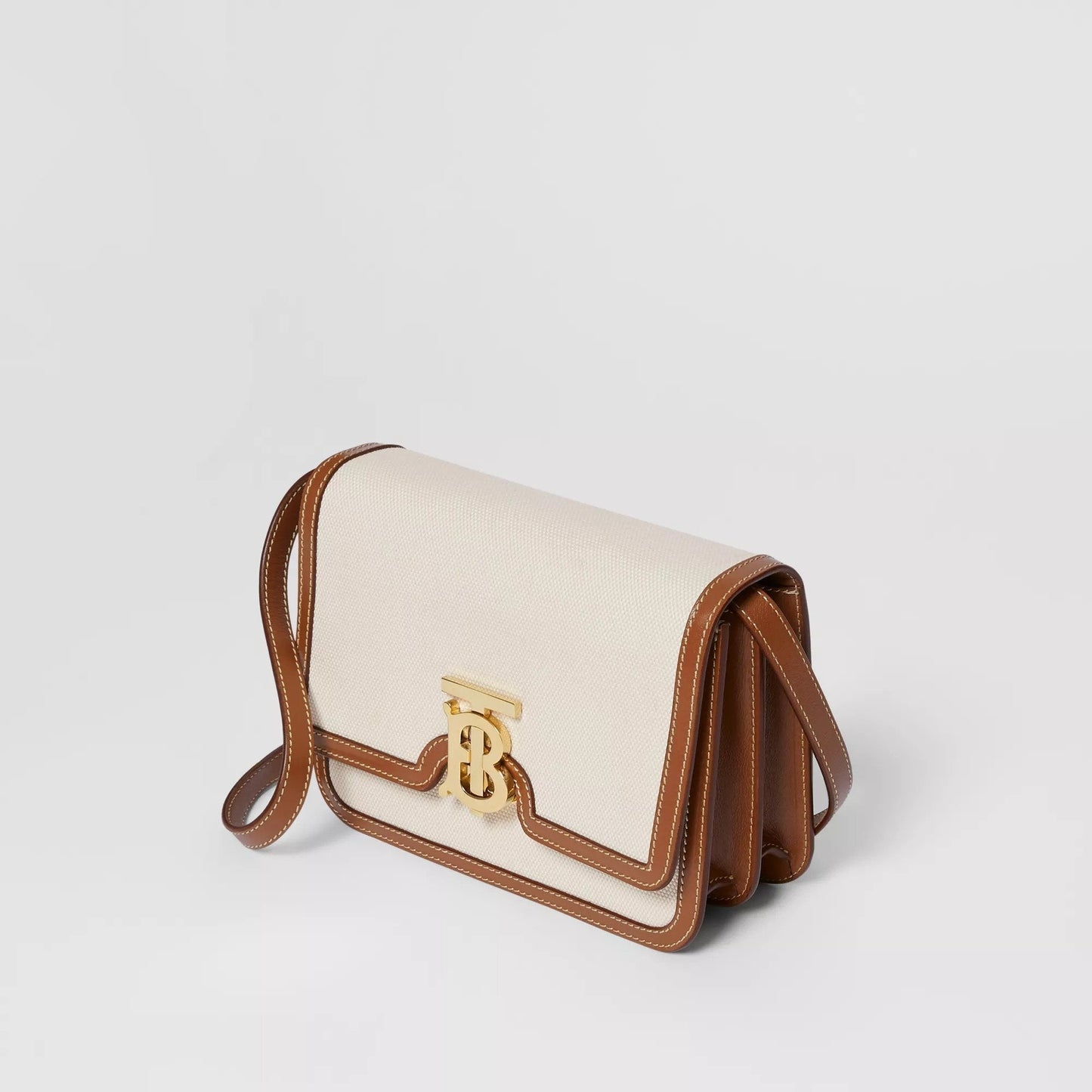 【Burberry】スモール ツートン キャンバス＆レザー TBバッグ