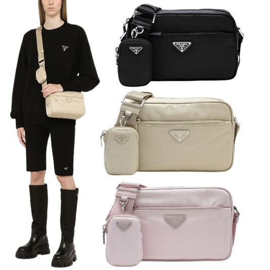 PRADA プラダ RE NYLON ロゴ ミニポーチ付き クロスボディバッグ