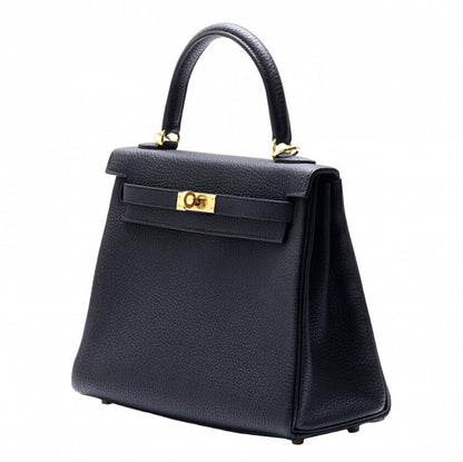 エルメス HERMES ケリー 25 トゴ ブラック イエローゴールド金具 U刻印