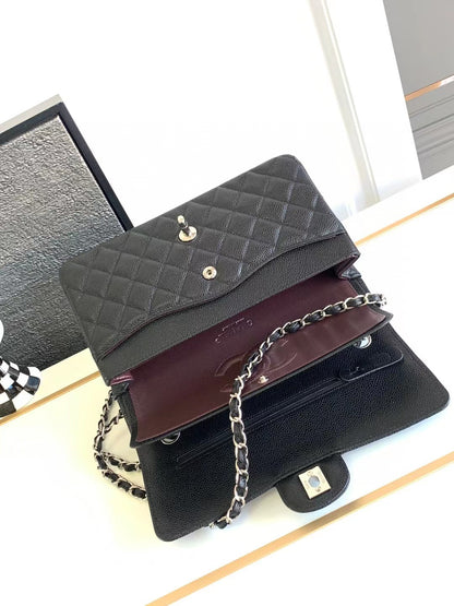 Chanel Flap Bag Carviar Leather Black Medium 1112