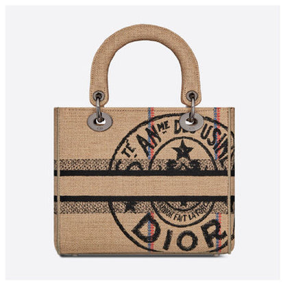 LADY D-LITE ミディアムバッグ Dior Union ジュートキャンバス