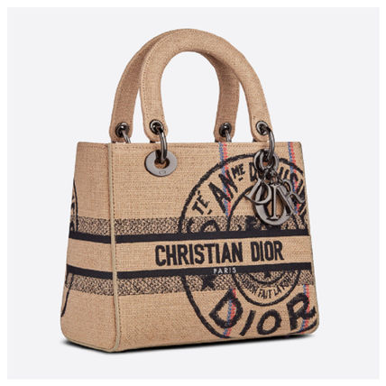 LADY D-LITE ミディアムバッグ Dior Union ジュートキャンバス