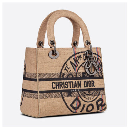 LADY D-LITE ミディアムバッグ Dior Union ジュートキャンバス