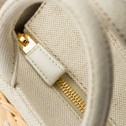 PRADA◆ウーブンファブリック キャンバス ミニ トートバッグ