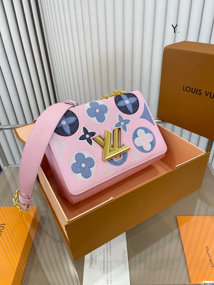 LOUIS VUITTON Twist 刺繍 古典的なパターン メッセンジャーバッグ