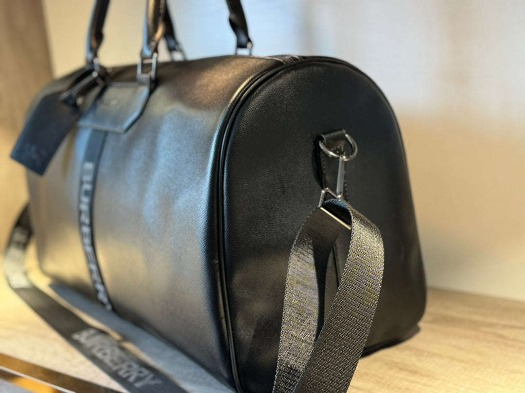 ♦Burberry♦2024 パッチワーク レザー ウェビング レター トラベル バッグ カップル モデル