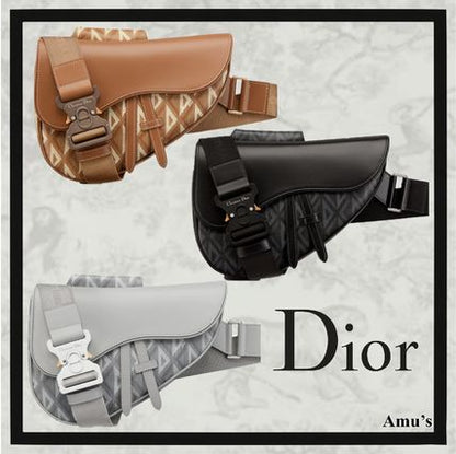 DiorEssentials SADDLE バッグ CD Diamond キャンバス & スムースカーフスキン