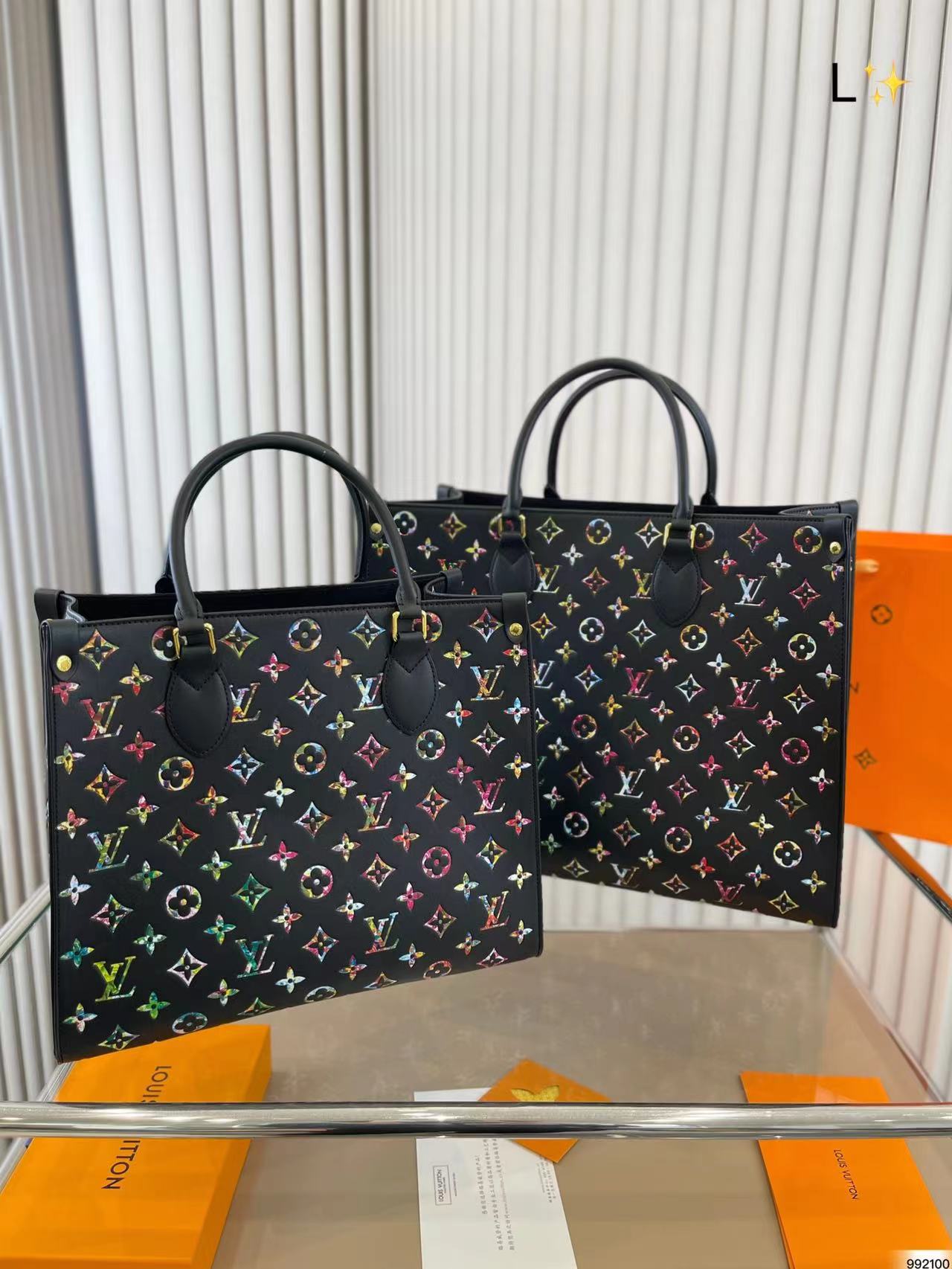 L&v カラフルなパターン ハンドバッグ ショッピングバッグ【50%オフ 送料無料】