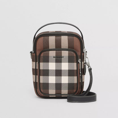 人気【BURBERRY】バーバリー チェック＆レザー ショルダーバッグ
