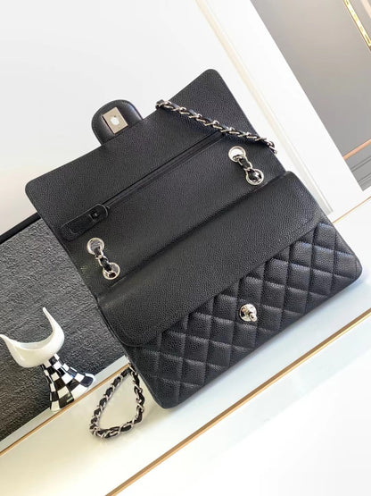 Chanel Flap Bag Carviar Leather Black Medium 1112