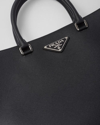 ★PRADA直営店★ブラック サフィアーノレザー トートバッグ