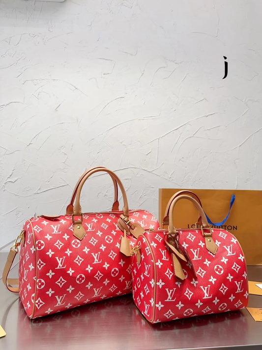 L&V トラベルバッグ レザーバッグ 大容量[限定オファー]