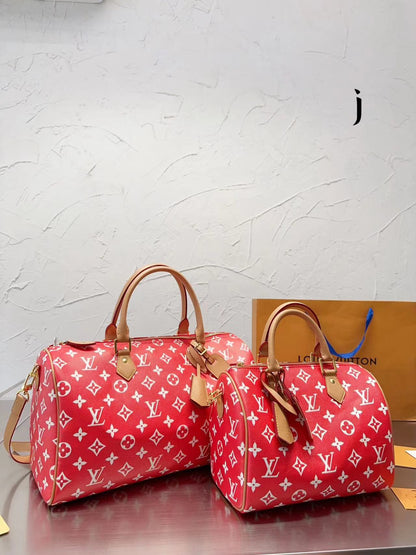 L&V トラベルバッグ レザーバッグ 大容量[限定オファー]