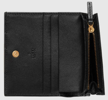 SALE★GG Deboss柄【送込GUCCI】2折中財布★黒白革/金デコ-BUYMA