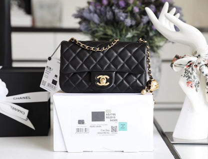 Chanel classic flap mini with golden ball