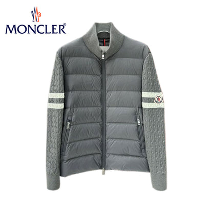 【Moncler】モンクレール 2025 スタンドカラーニットウールパッチワークダウンジャケット