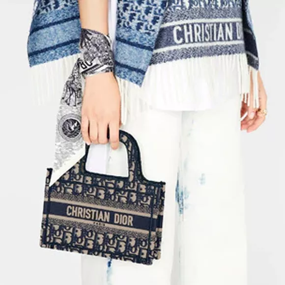 ミニ刺繍千鳥チェックディオール BOOK TOTEトートバッグ