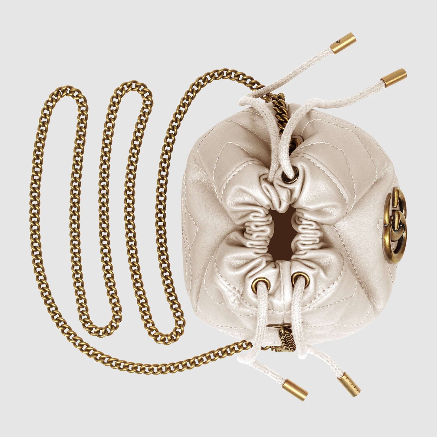 〔GGマーモント〕ミニ バケットバッグ/ホワイト レザー