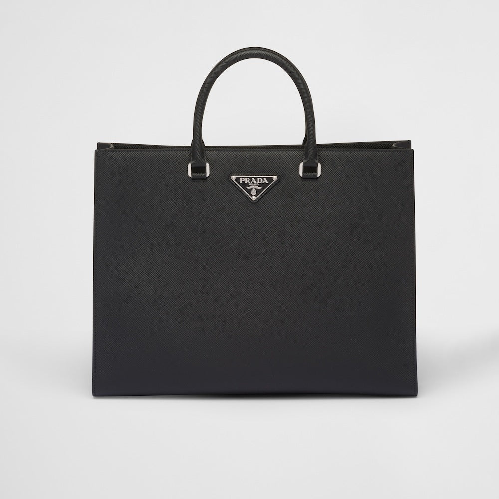 ★PRADA直営店★ブラック サフィアーノレザー トートバッグ