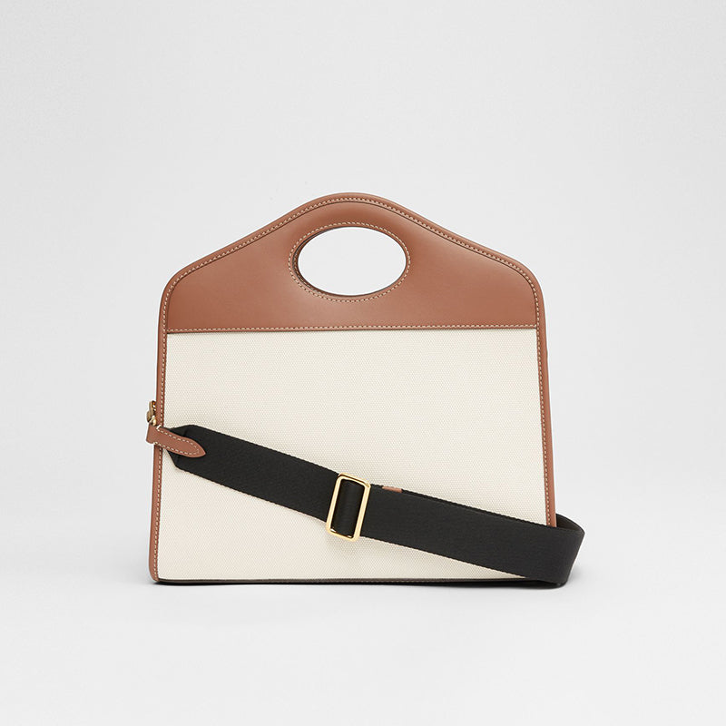 【BURBERRY】キャンバス レザー スモール ポケット トート