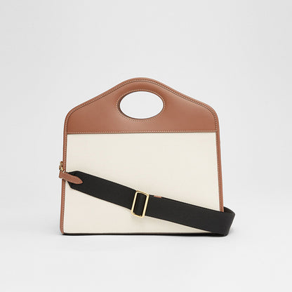 【BURBERRY】キャンバス レザー スモール ポケット トート