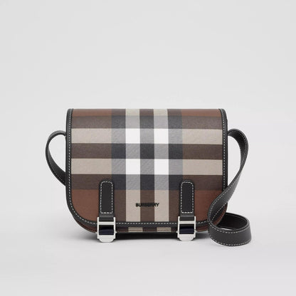 【BURBERRY】バーバリー チェック レザーメッセンジャーバッグ