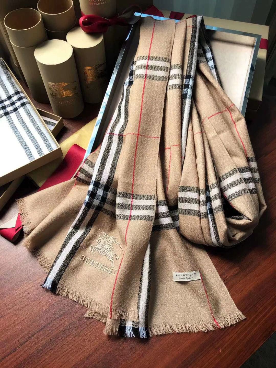 【Burberry】 カシミアスカーフ