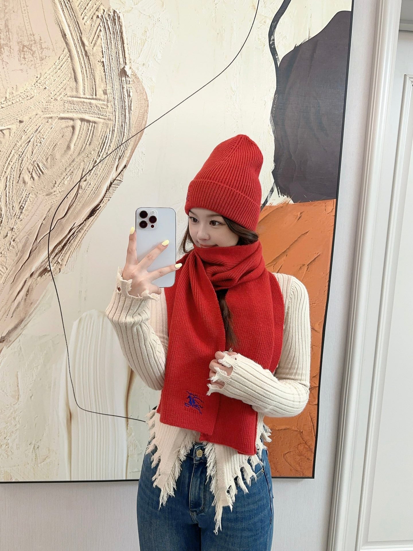 BURBERRY 帽子➕スカーフ！ 70% ウール + 30% ラビットファー ユニセックス、暖かくて快適