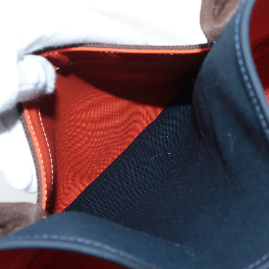 エルメス サックドパンサージュグルーム キャンバス ネイビー シルバー金具